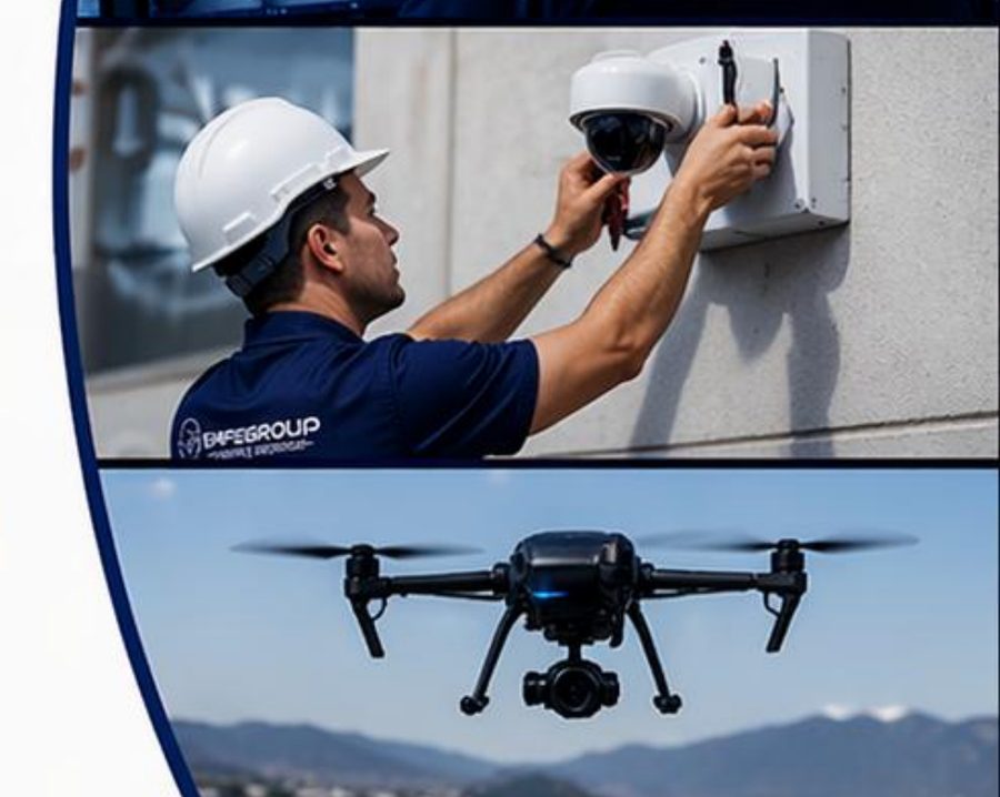 Técnico de SAFEGROUP instalando una cámara de seguridad